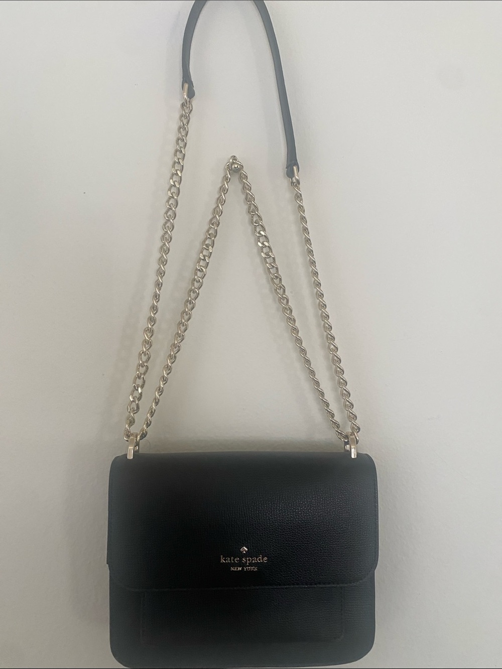 kate spade Black Pebbled Leather Chain Strap Crossbody